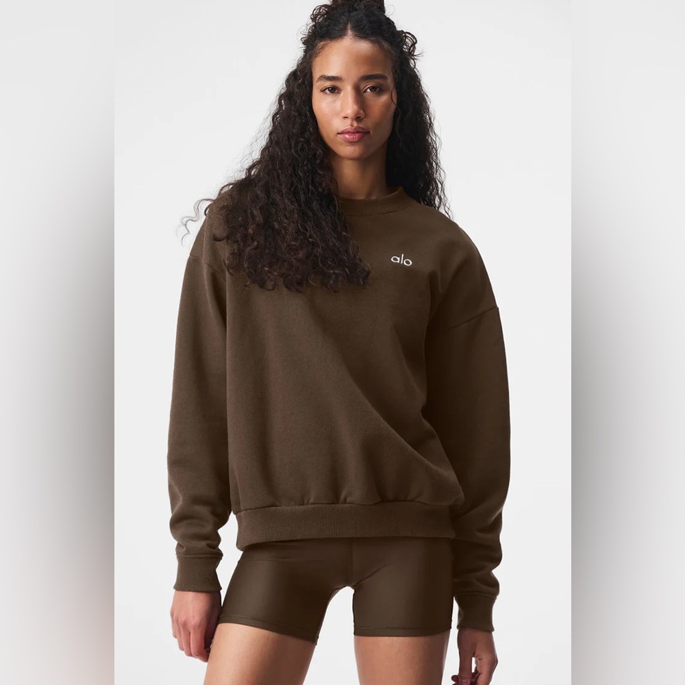ALO Yoga Brown Crew Neck Sweater